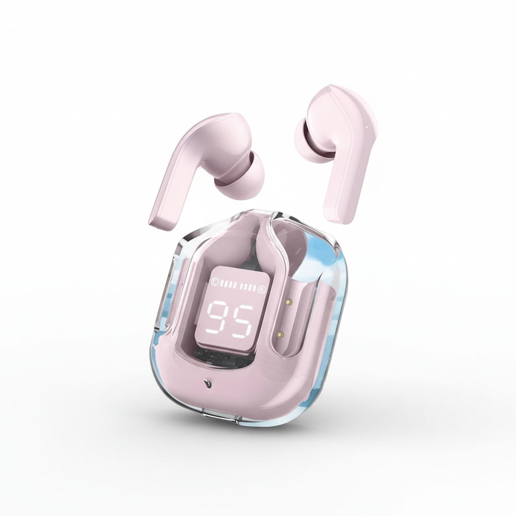 Air31 Transparent Earbuds – Bluetooth 5.3 with Carry Pouch